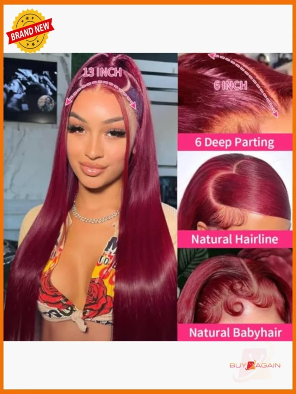 13x6 Straight Lace Front Wig 200% Density Pre Plucked Baby Hair Glueless Human